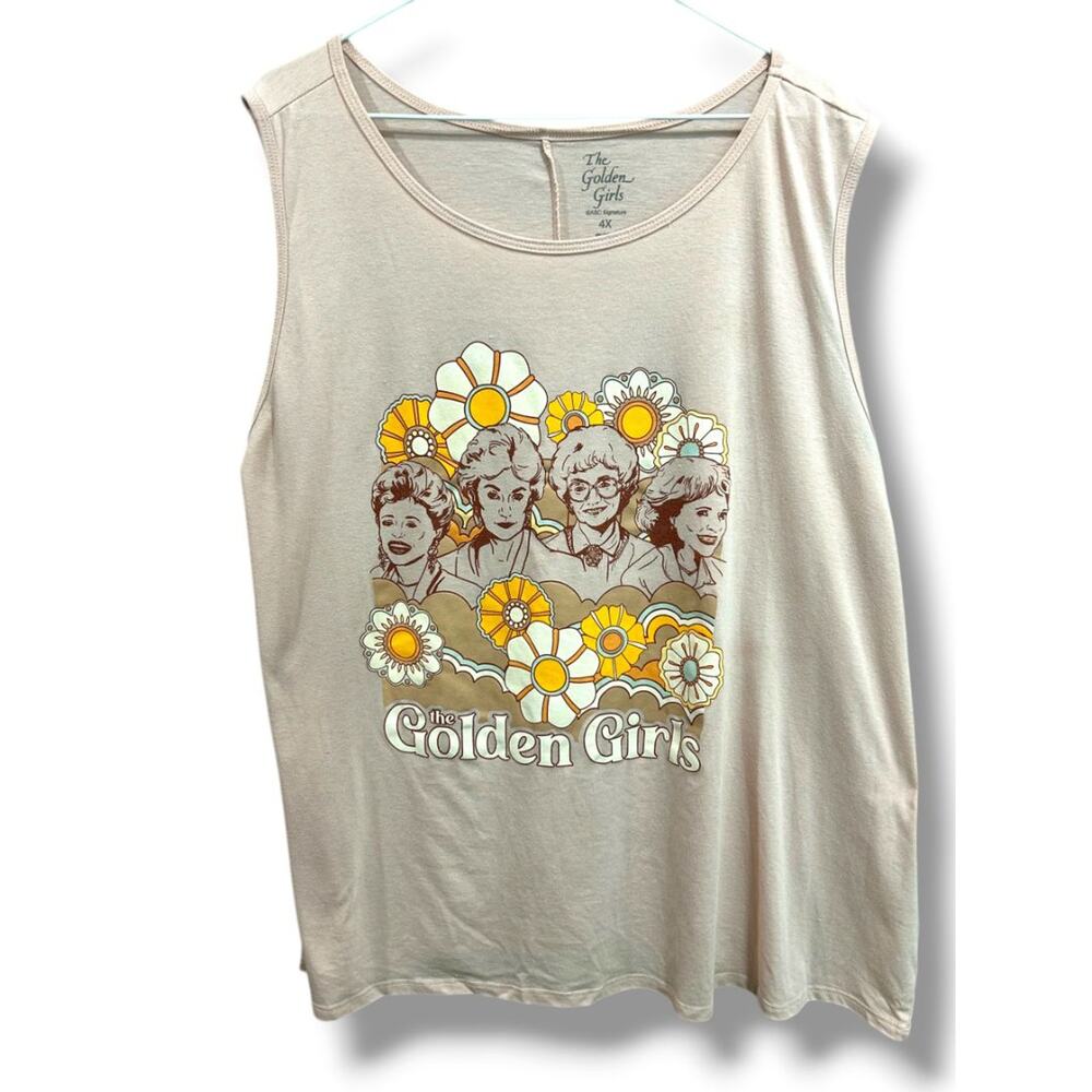 4X The Golden Girls Womens Plus Size Pink Tank Top Retro Graphic